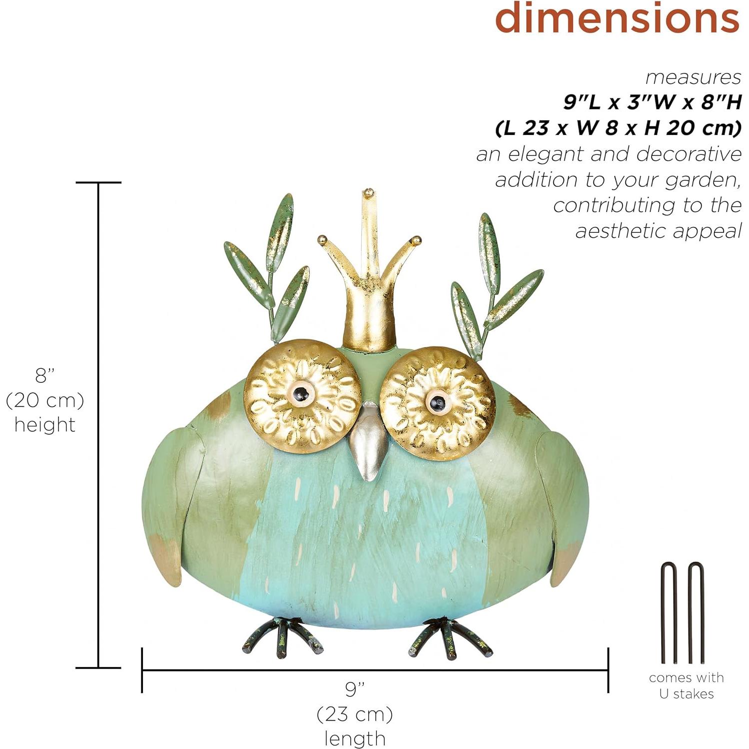 Estatua de Búho de Metal Alpine 20.32 cm para Jardín