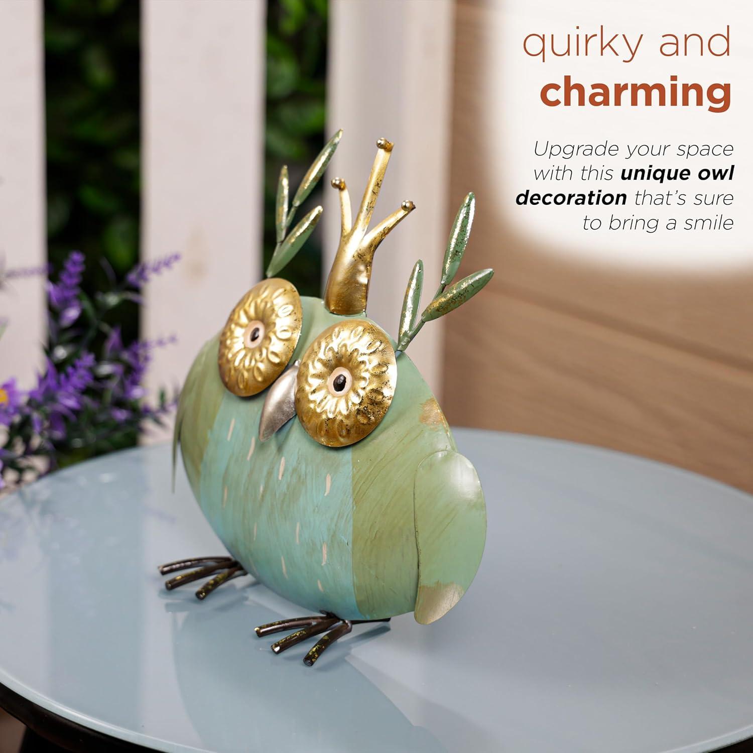 Estatua de Búho de Metal Alpine 20.32 cm para Jardín