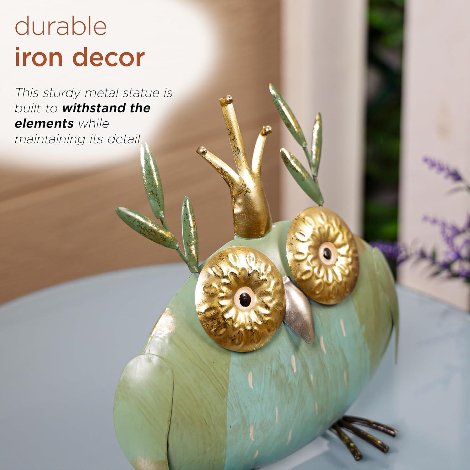 Estatua de Búho de Metal Alpine 20.32 cm para Jardín