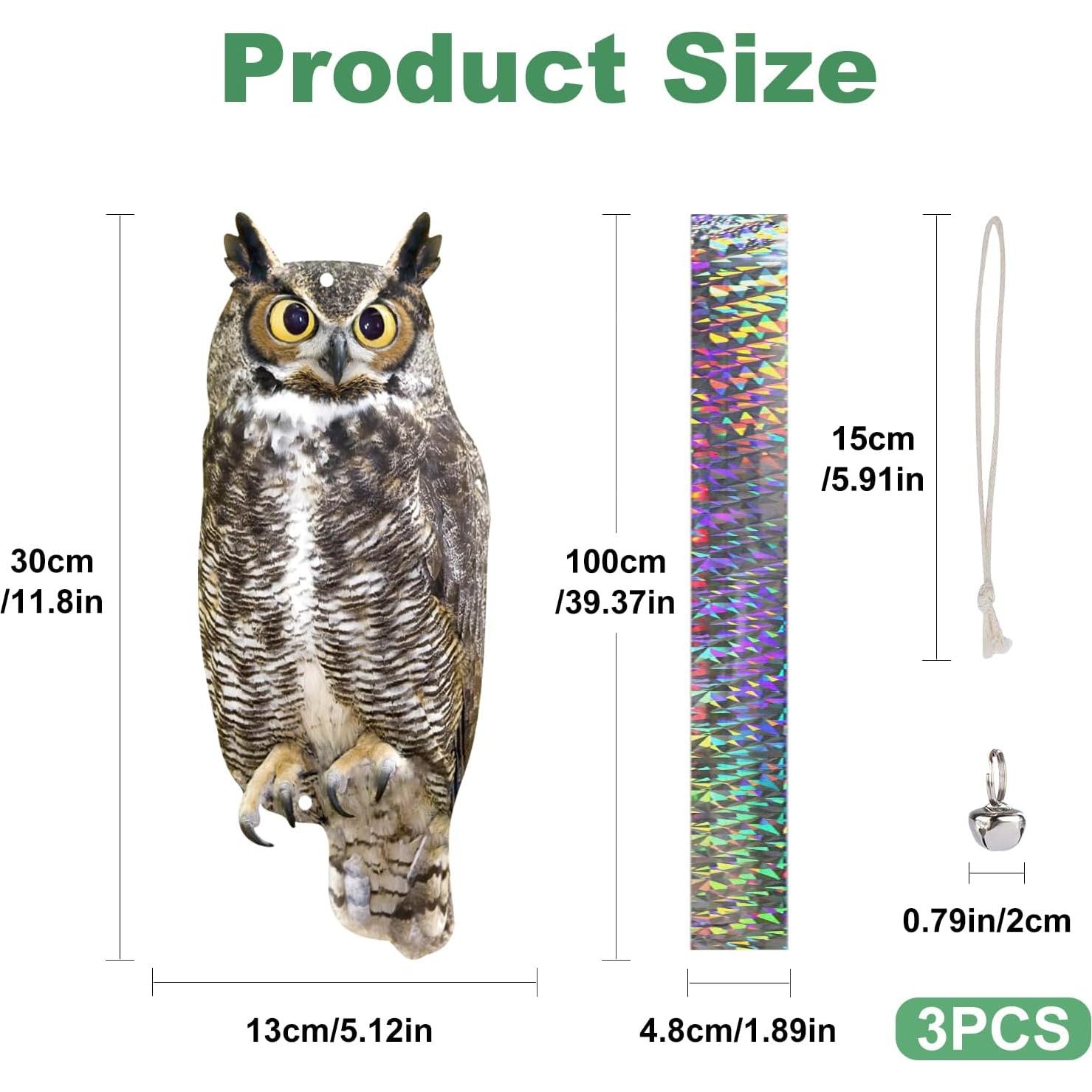 Ahuyentador de Búho Reflectante 3 Piezas Kungfu Mall