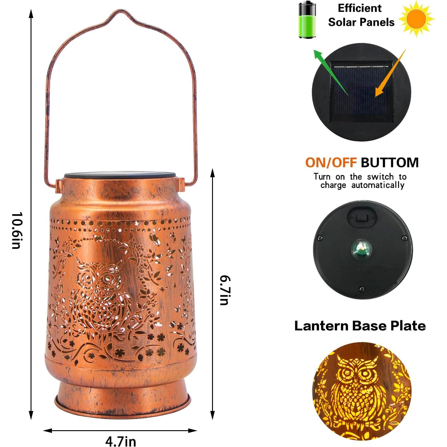 Linterna Solar de Jardín ZASOWUUO Estilo Búho 11.9x17cm