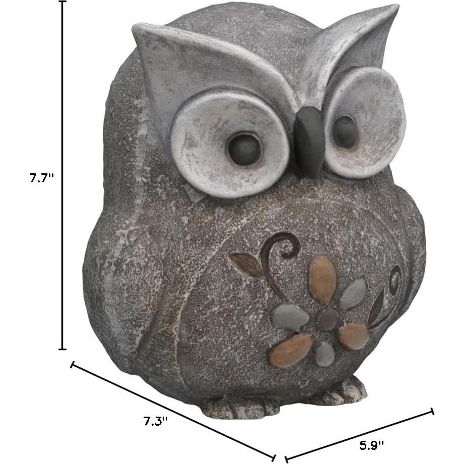 Estatua de Búho Grueso Roman 19.69 cm Decoración Jardín
