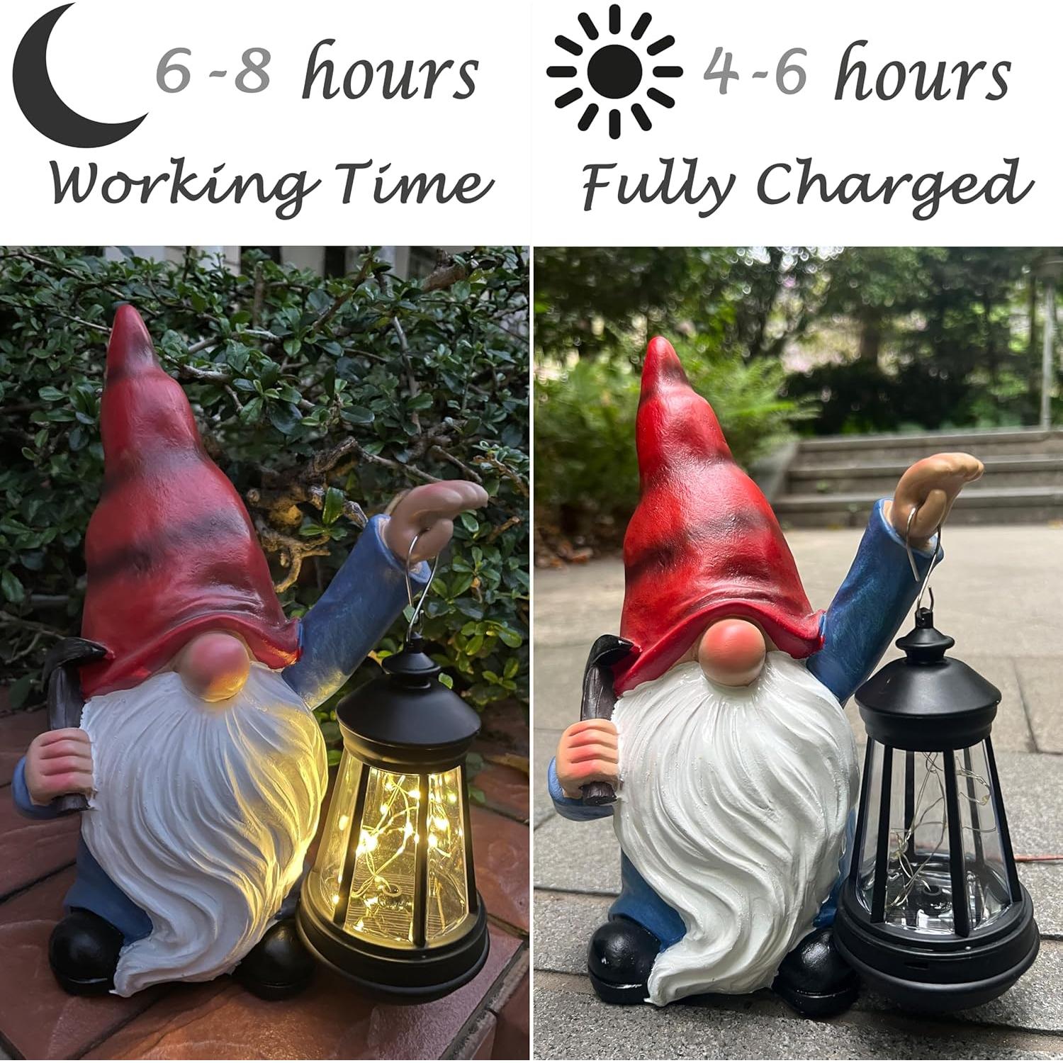 Gnomo de Jardín Solar WNXURT con Linterna LED 27.7 cm