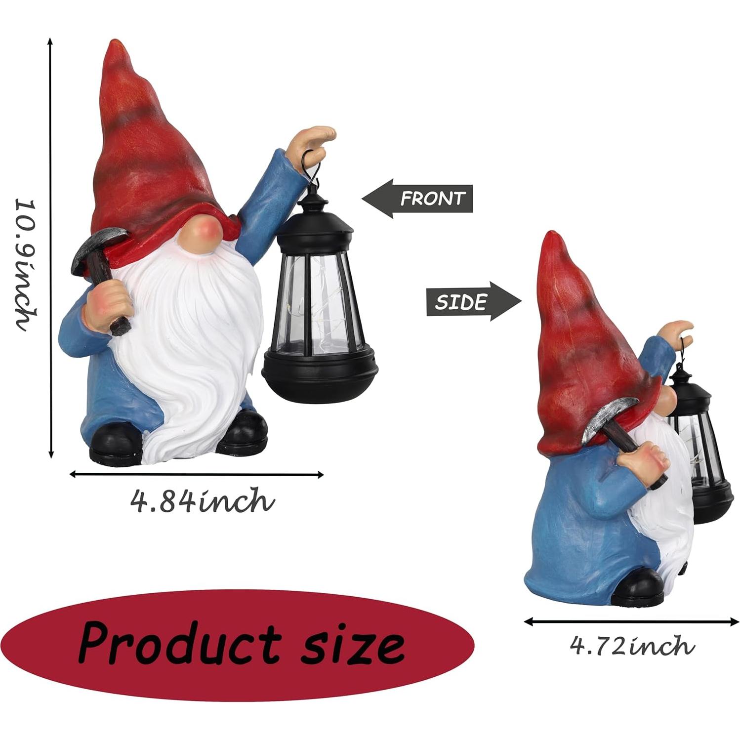 Gnomo de Jardín Solar WNXURT con Linterna LED 27.7 cm