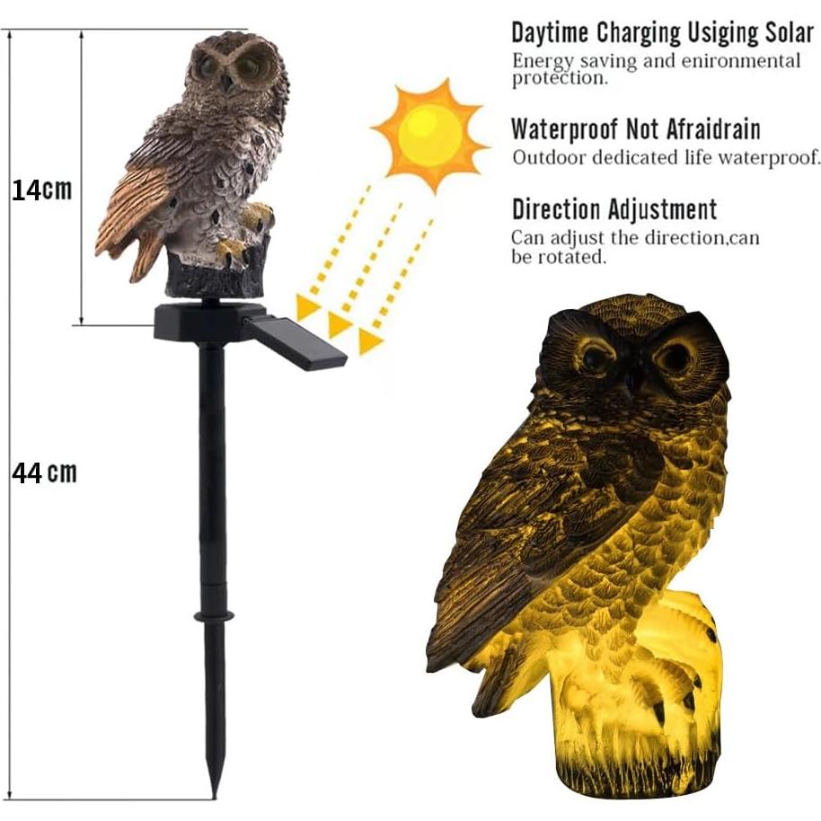 Luz de Búho Solar LED YZYOE 45x15cm Decorativa Jardín