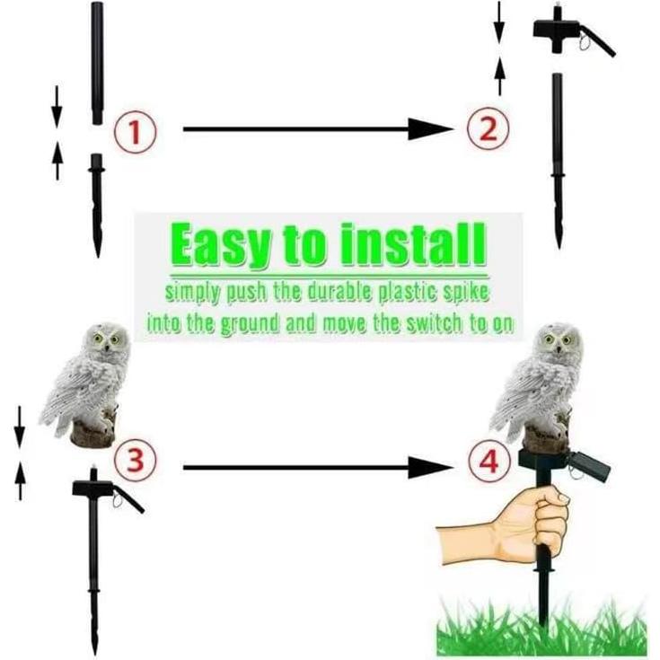 Luz de Búho Solar LED YZYOE 45x15cm Decorativa Jardín