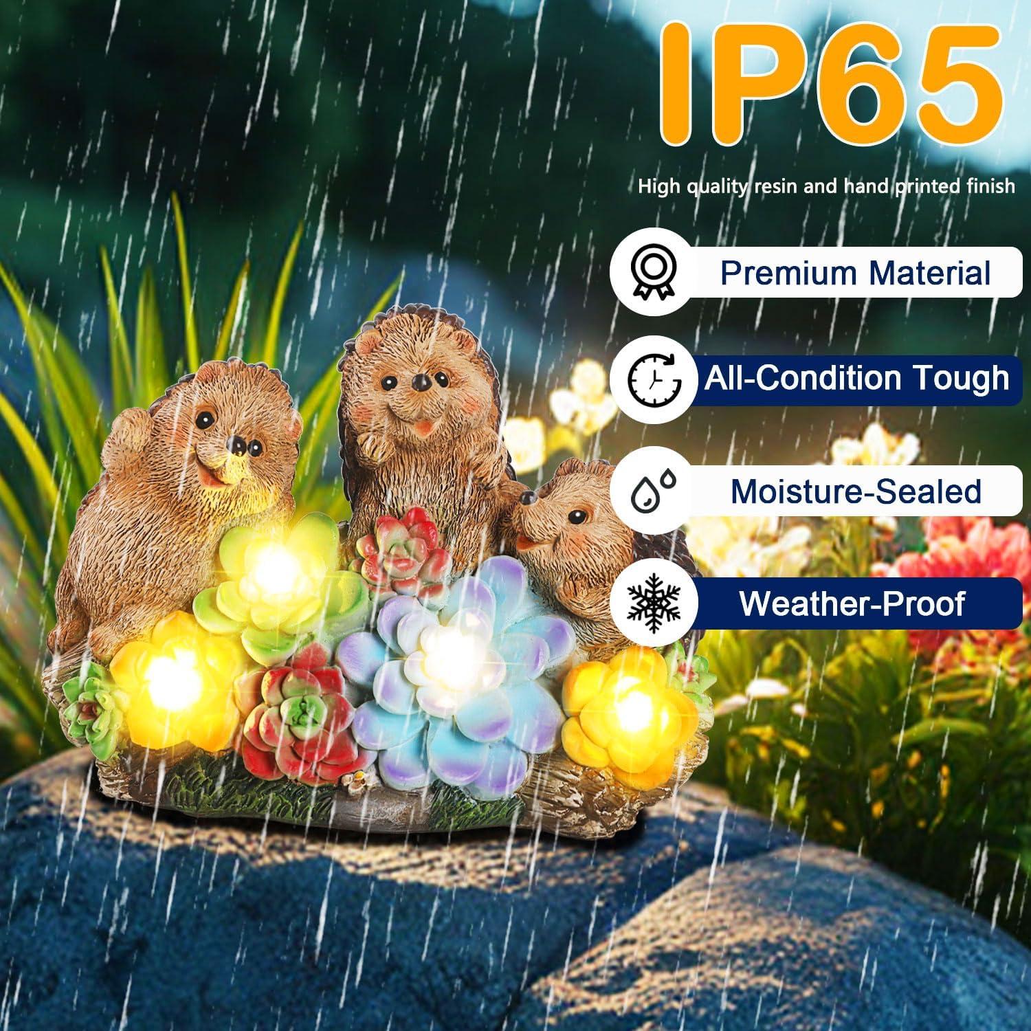 Estatuas de Jardín Solar Erizo JJALIGHTS - 3 Piezas 11.4cm