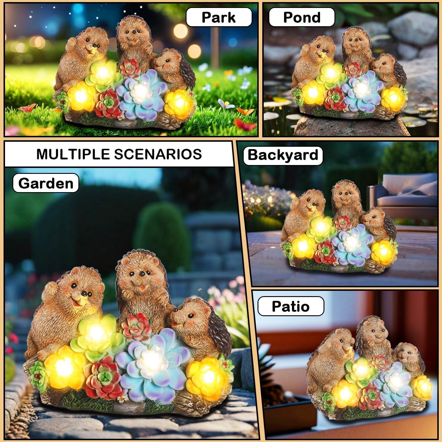 Estatuas de Jardín Solar Erizo JJALIGHTS - 3 Piezas 11.4cm