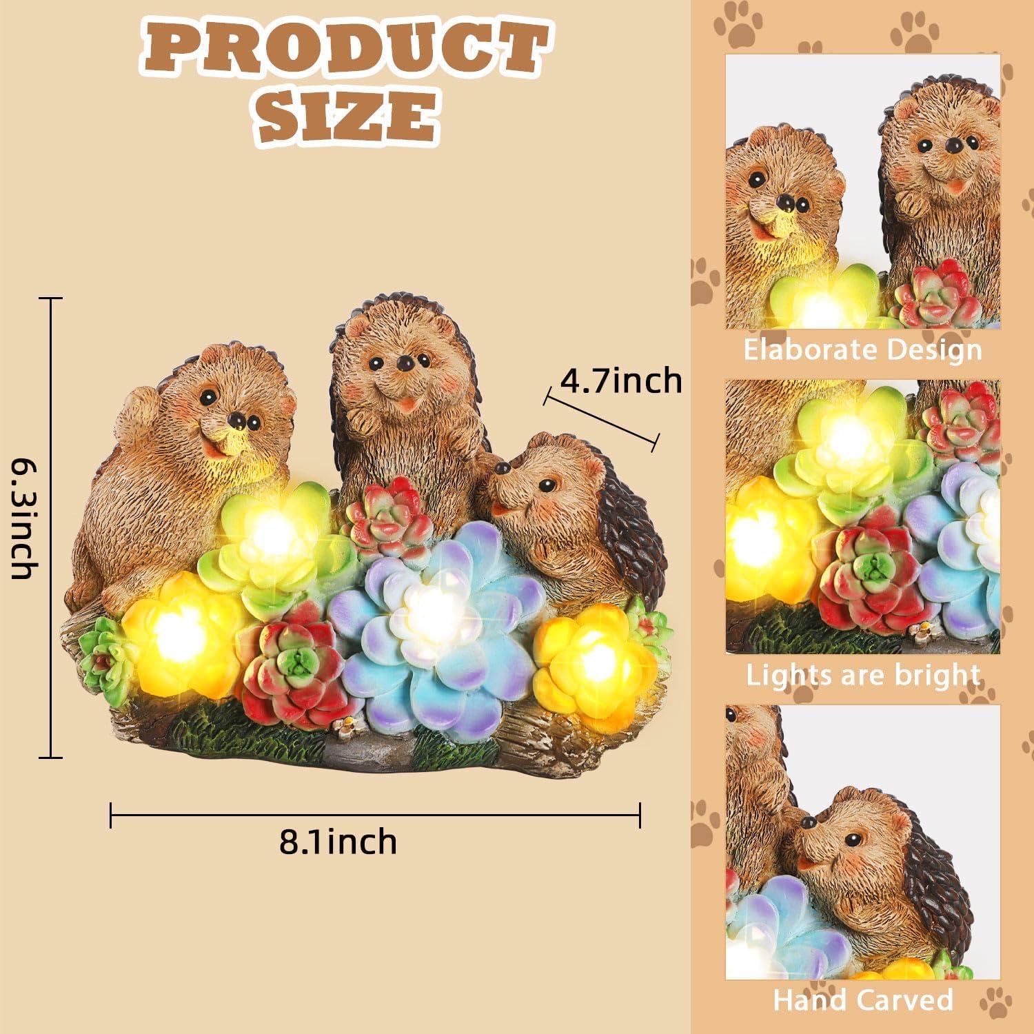 Estatuas de Jardín Solar Erizo JJALIGHTS - 3 Piezas 11.4cm