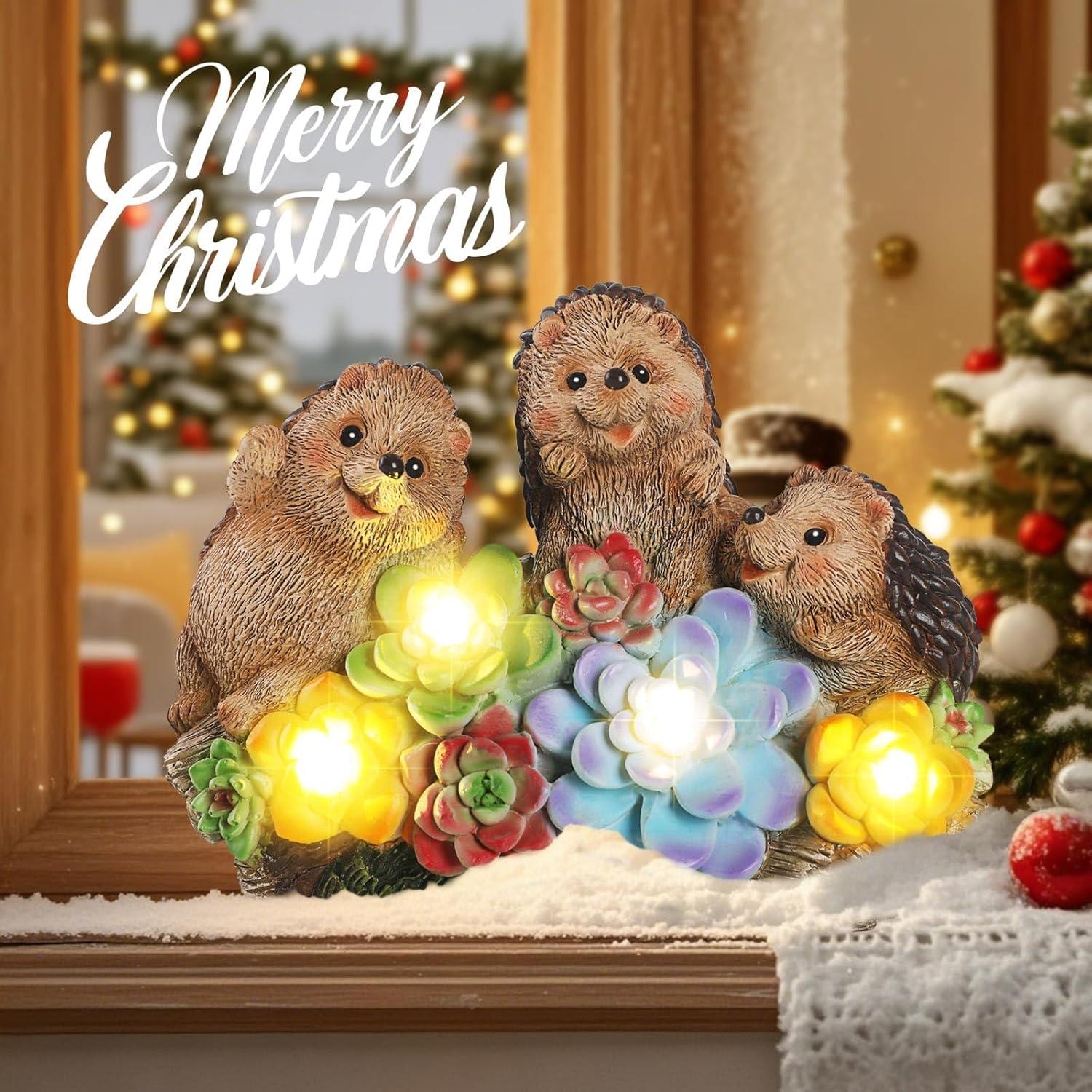 Estatuas de Jardín Solar Erizo JJALIGHTS - 3 Piezas 11.4cm