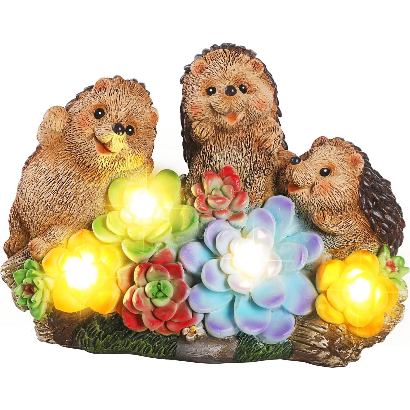 Estatuas de Jardín Solar Erizo JJALIGHTS - 3 Piezas 11.4cm