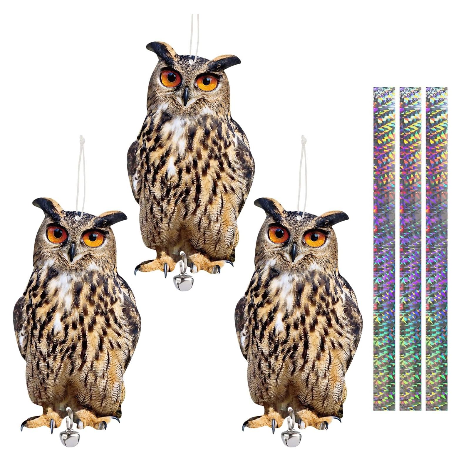 Búhos Falsos para Asustar Palomas Kungfu Mall 3 Pcs