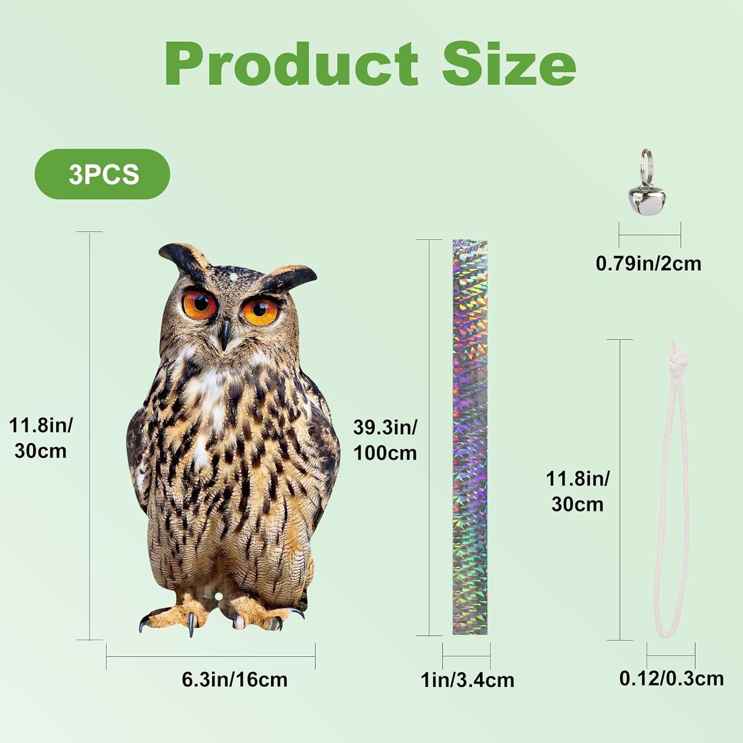 Búhos Falsos para Asustar Palomas Kungfu Mall 3 Pcs