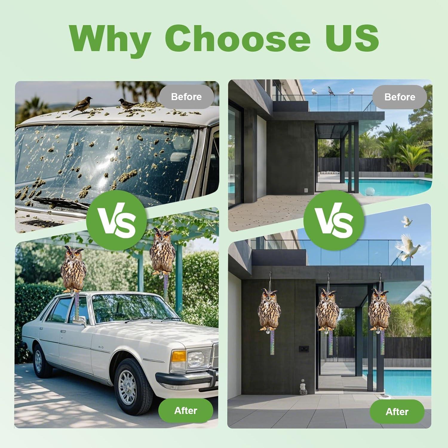 Búhos Falsos para Asustar Palomas Kungfu Mall 3 Pcs