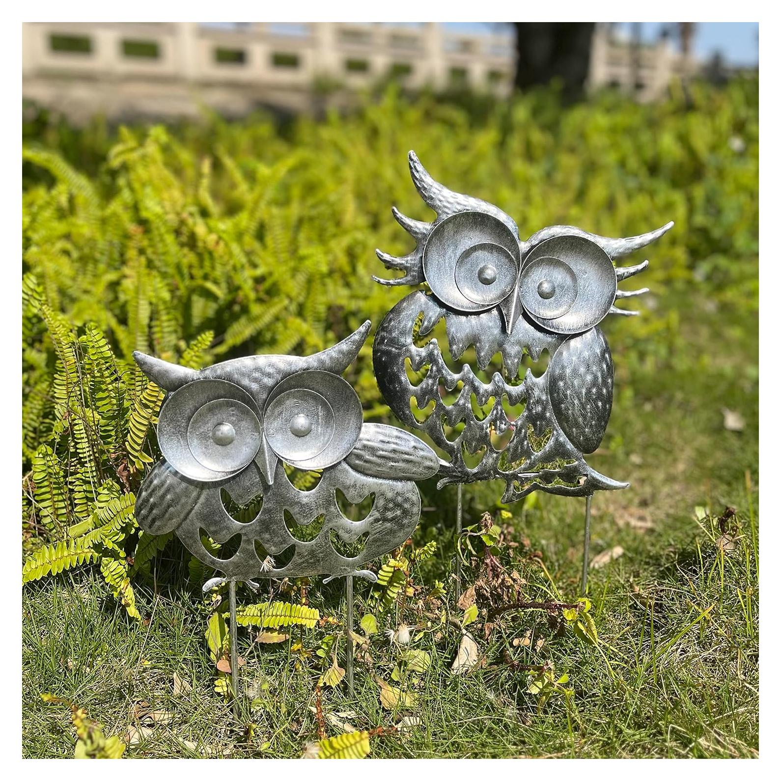 Estatuas de Búho de Metal ARTCO para Jardín - 2 Piezas