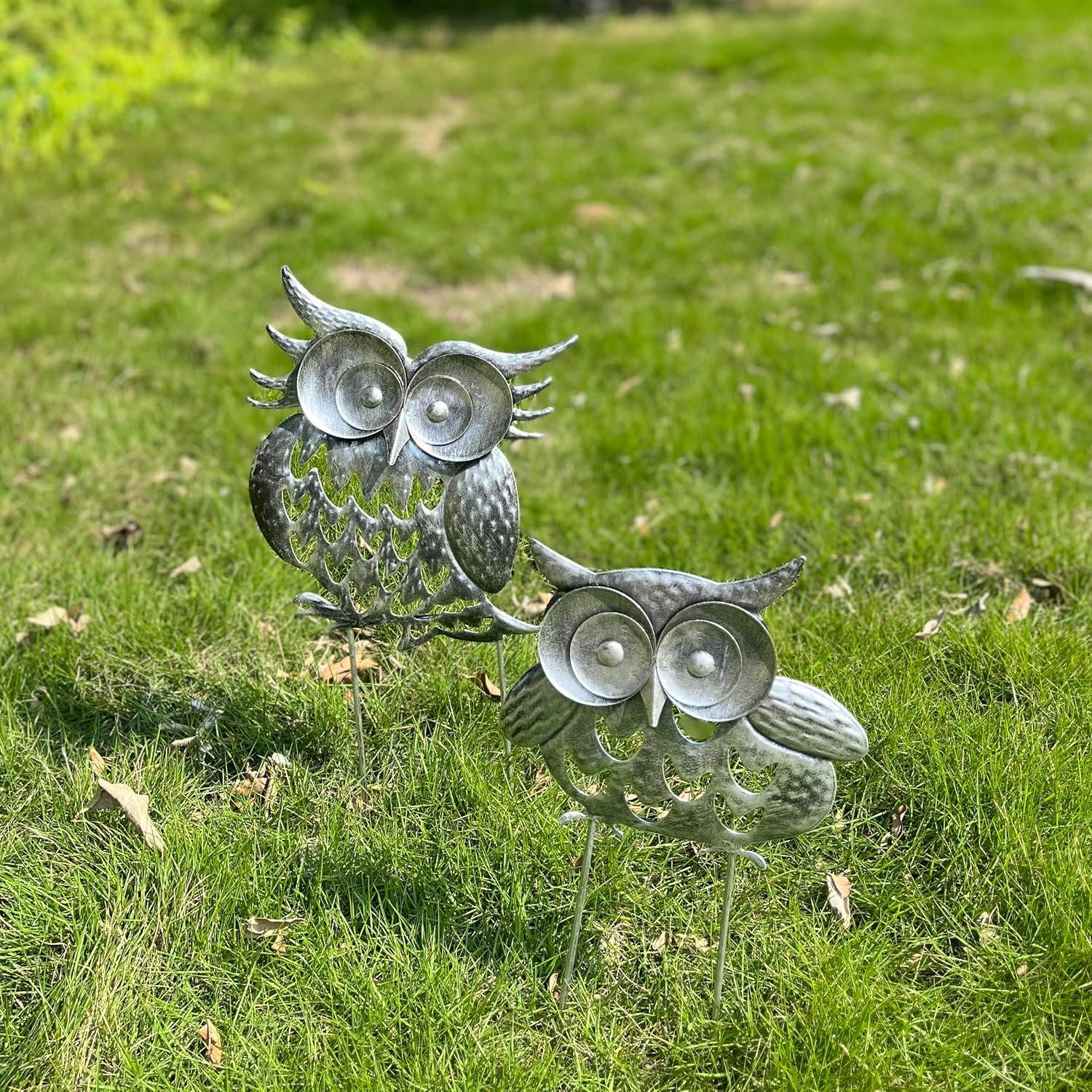 Estatuas de Búho de Metal ARTCO para Jardín - 2 Piezas