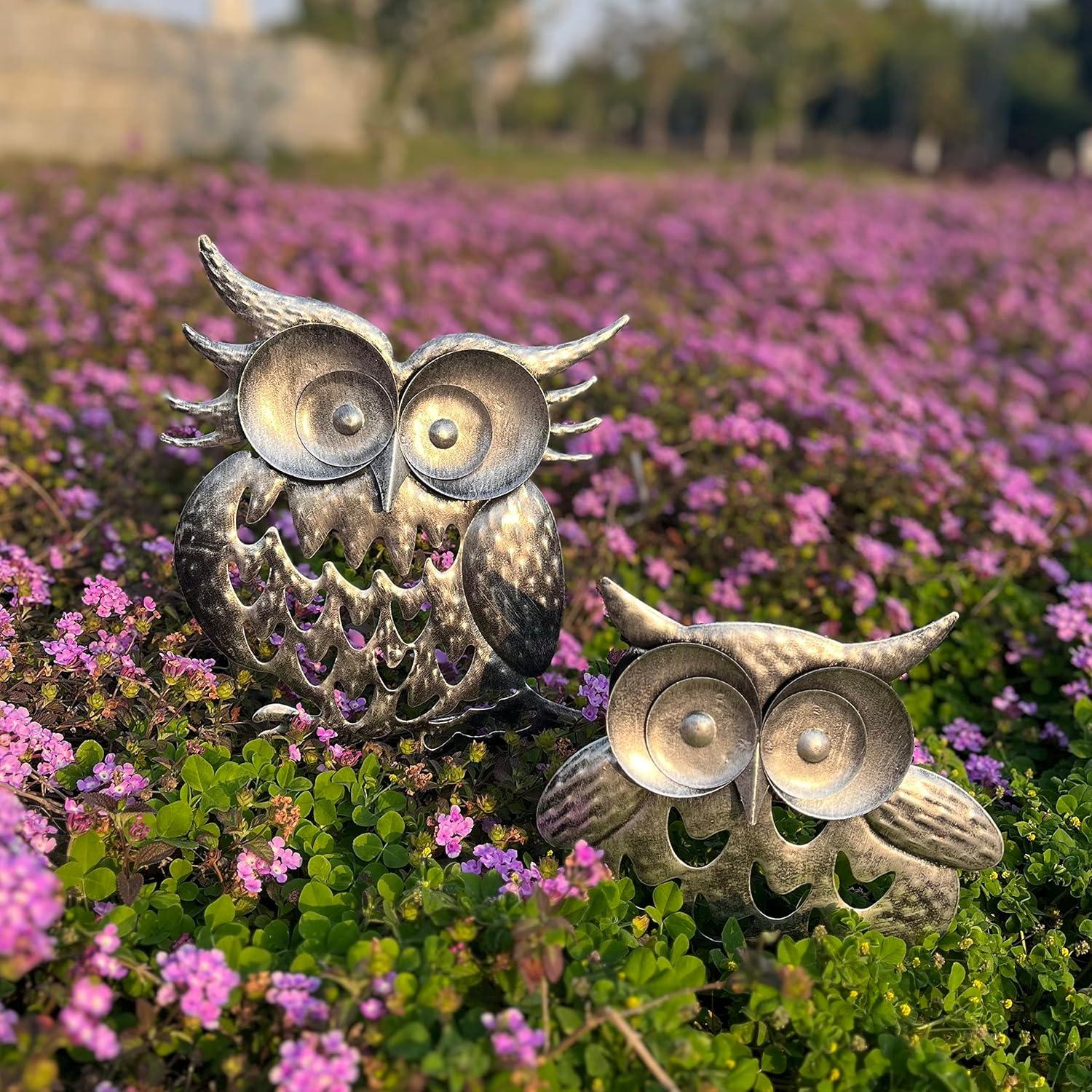 Estatuas de Búho de Metal ARTCO para Jardín - 2 Piezas