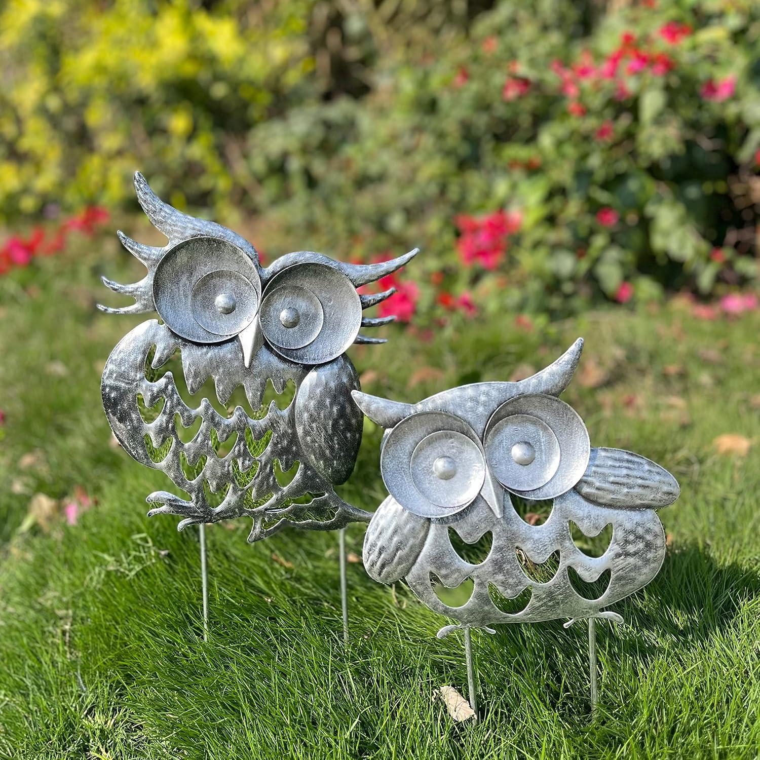 Estatuas de Búho de Metal ARTCO para Jardín - 2 Piezas