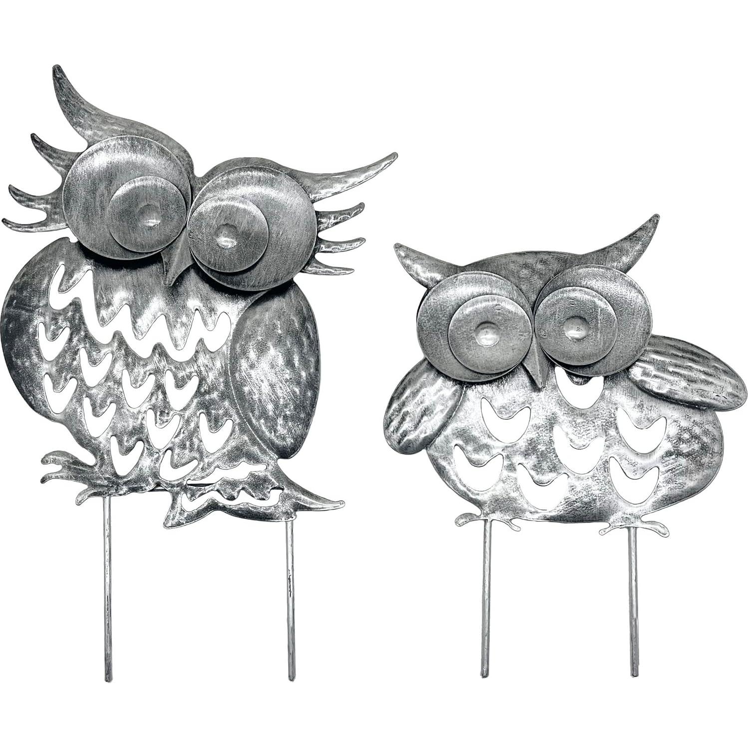 Estatuas de Búho de Metal ARTCO para Jardín - 2 Piezas