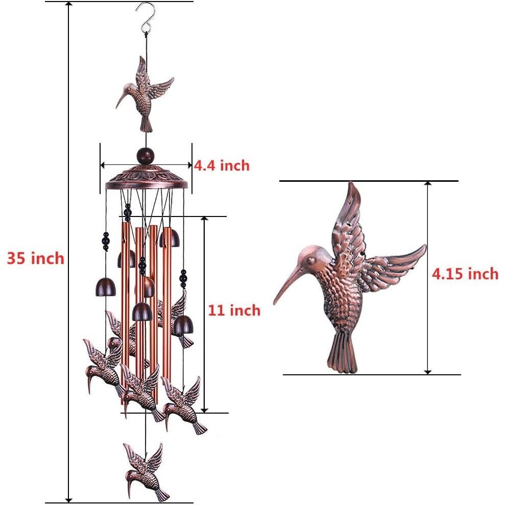 Campanas de Viento de Colibrí xxschy - 4 Tubos de Aluminio 91.44 cm
