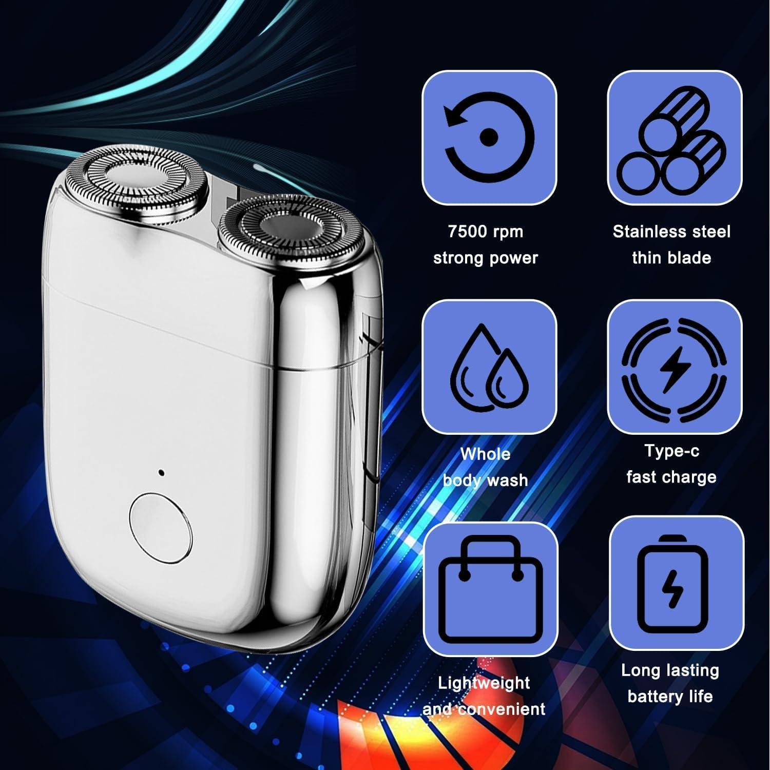 Afeitadora Eléctrica Mini Doble Cabezal Psycat 2025 Portátil