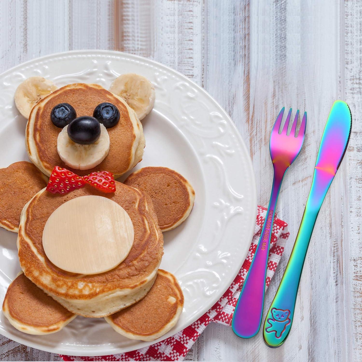 Juego de Cubiertos para Niños Poylim Acero Inoxidable Arcoíris