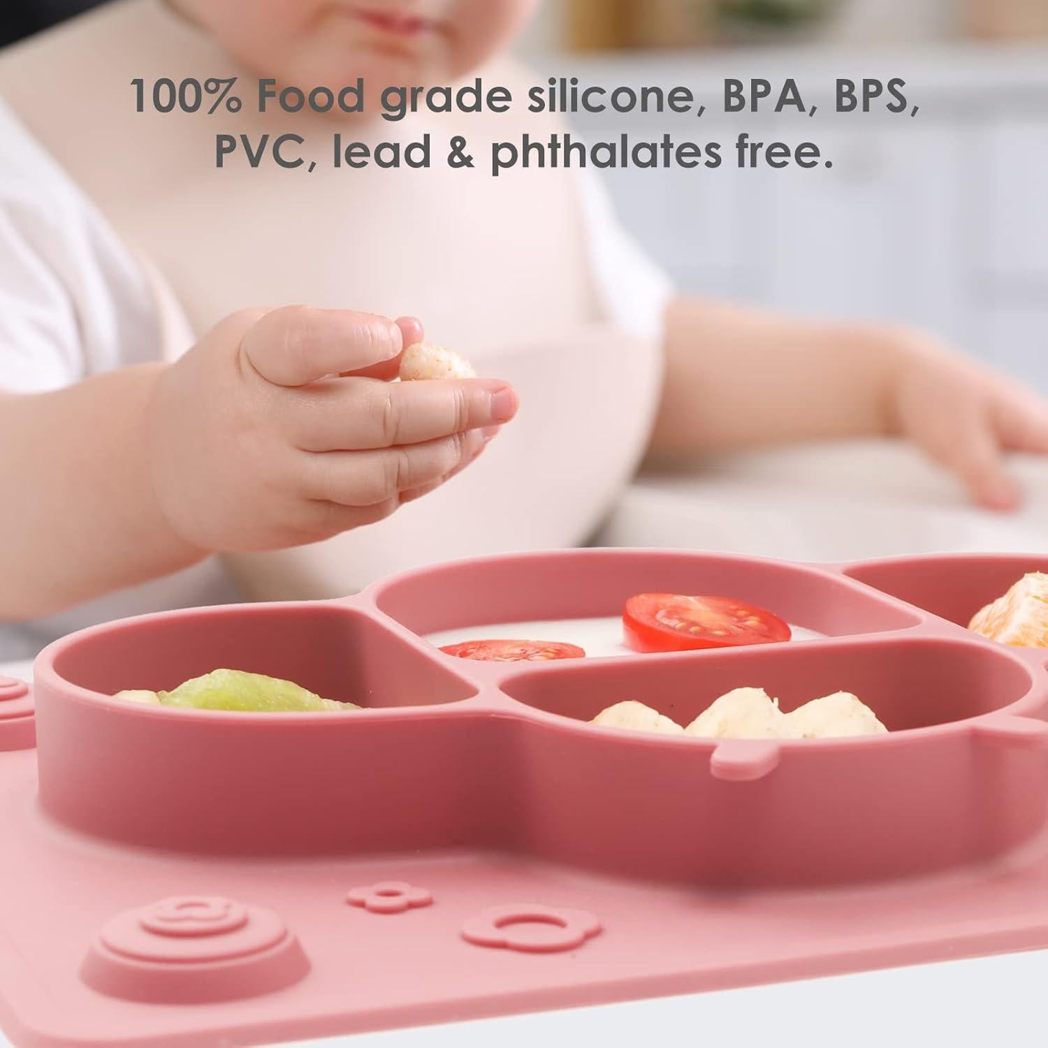 Set de Platos de Silicona con Ventosas ROCCED para Bebé - Malva