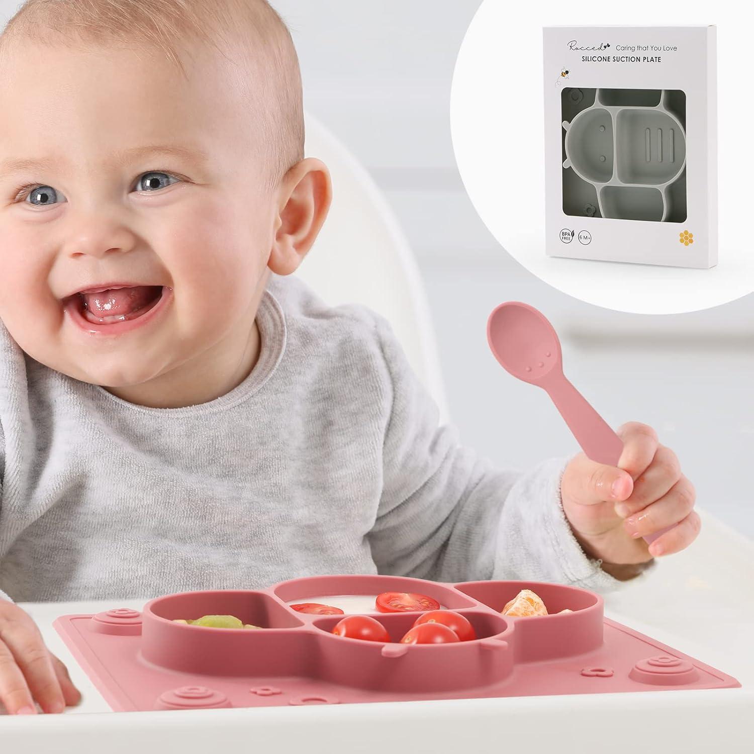 Set de Platos de Silicona con Ventosas ROCCED para Bebé - Malva