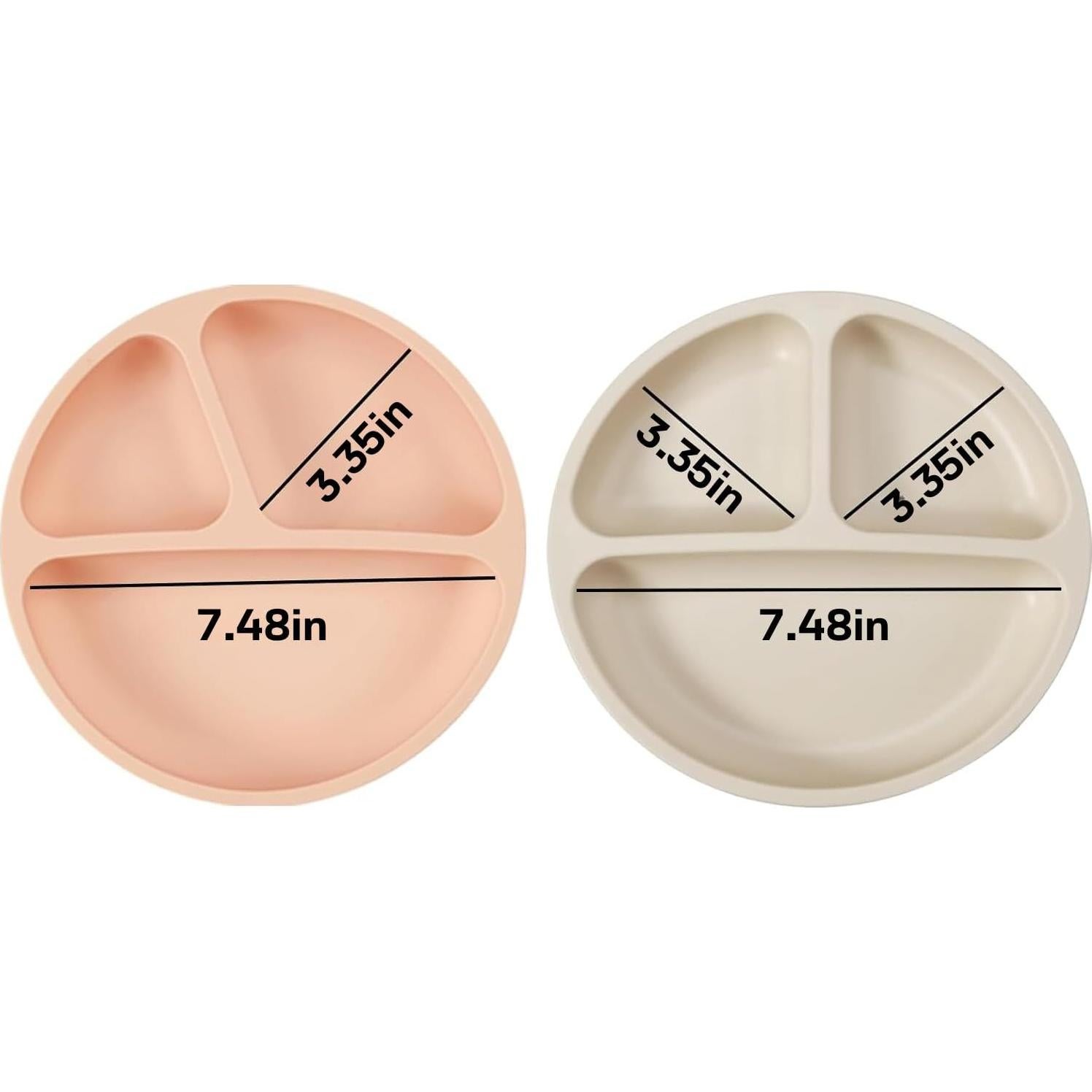 Set de Alimentación para Bebés PandaEar - 2 Platos Silicona Rosa