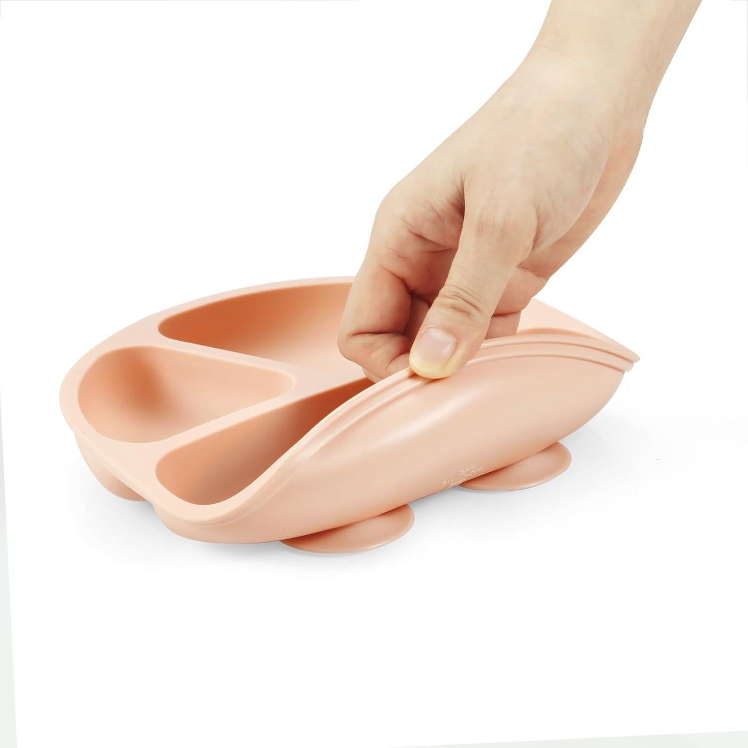 Set de Alimentación para Bebés PandaEar - 2 Platos Silicona Rosa