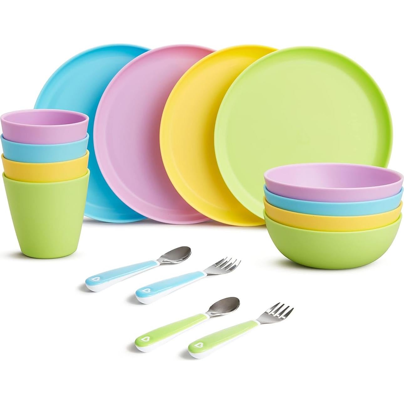 Set de Comedor Munchkin 16 Piezas para Niños - Platos, Cuencos y Utensilios