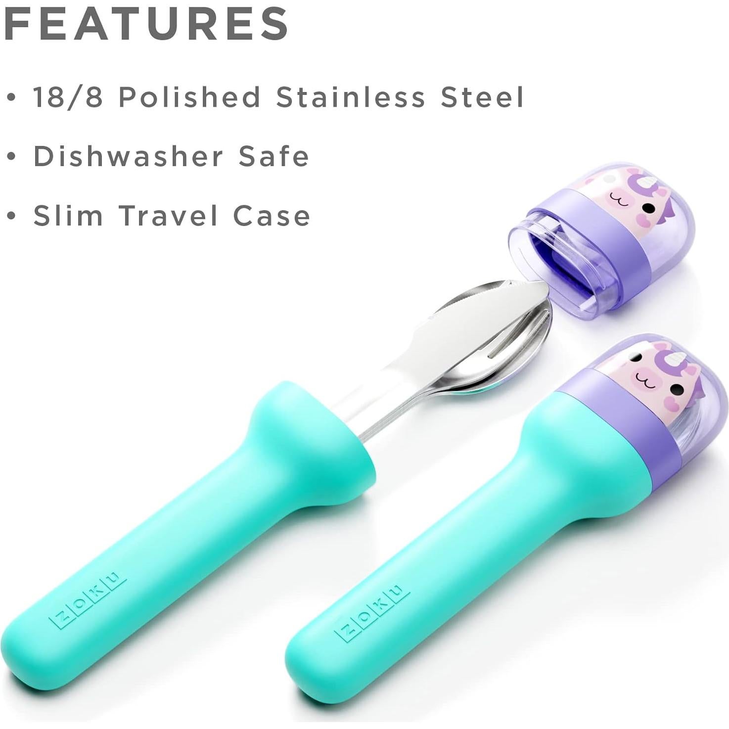 Juego de Utensilios de Viaje ZOKU Unicornio - Acero Inoxidable