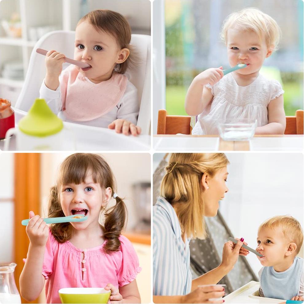 Juego de Cuchara y Tenedor de Silicona Vicloon para Bebés 6 Piezas