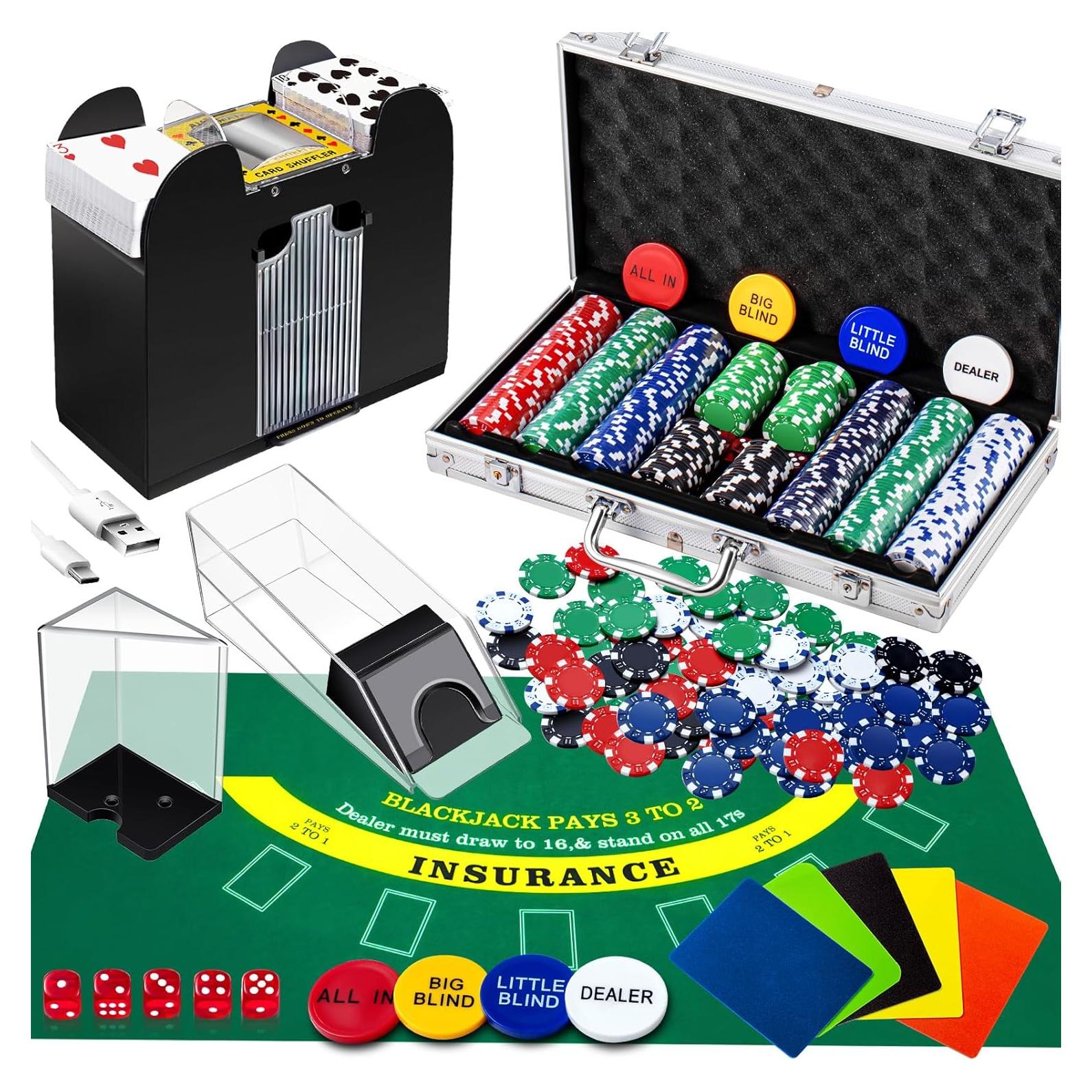 Juego de Casino Aoriher con 300 Fichas y Barajador Automático