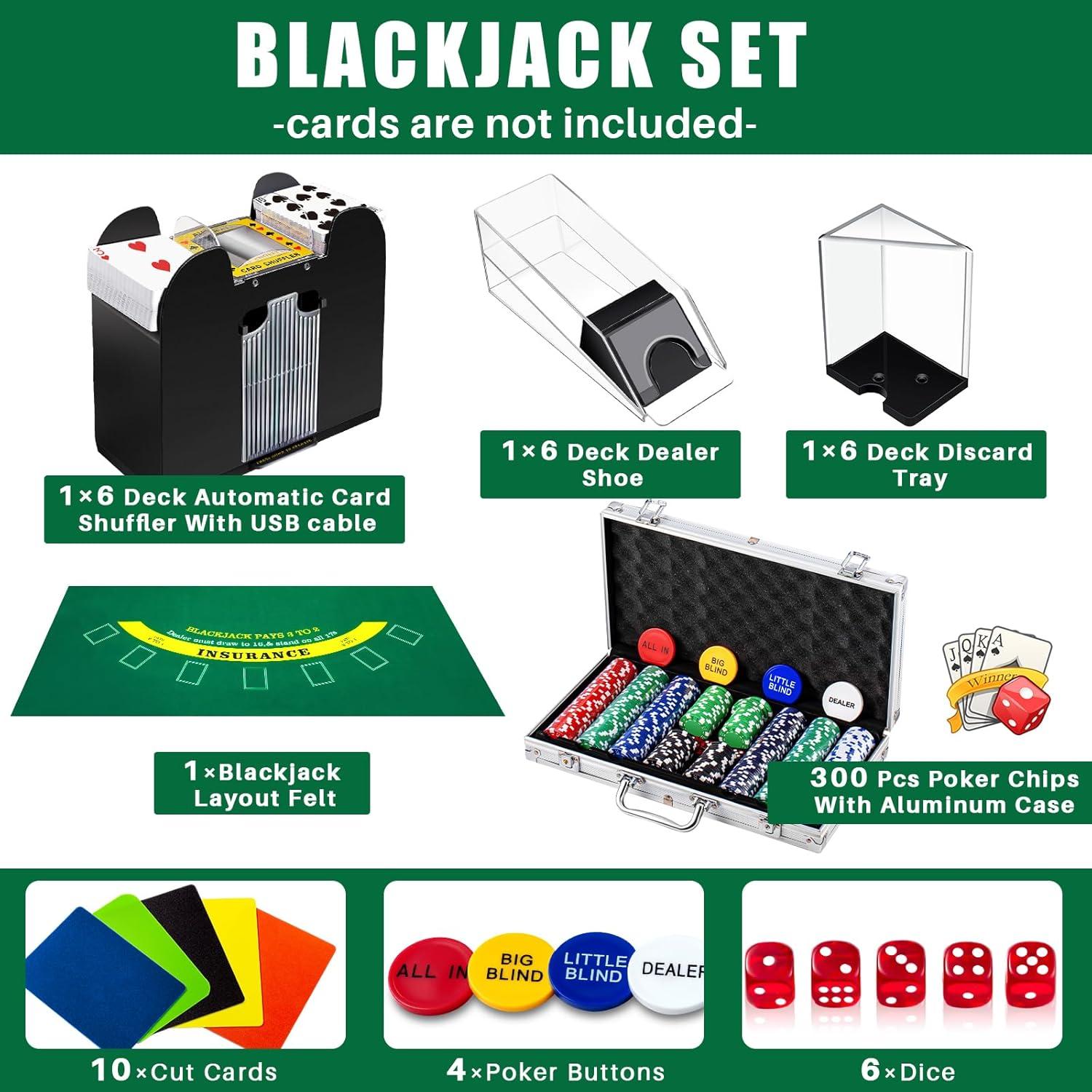 Juego de Casino Aoriher con 300 Fichas y Barajador Automático