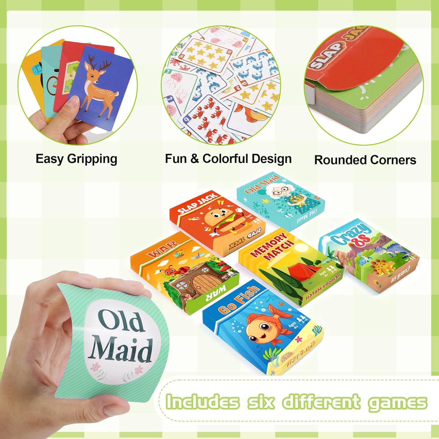 Juegos de Cartas para Niños 6 en 1 Etyishe - Divertidos y Educativos