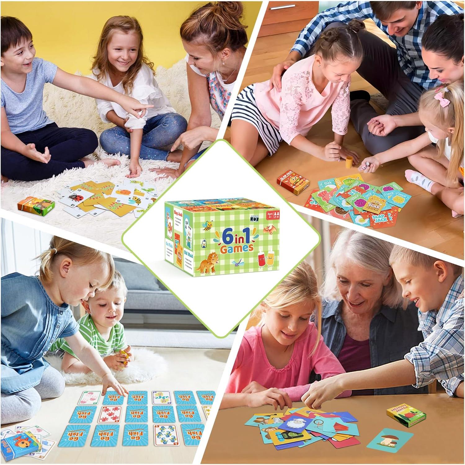 Juegos de Cartas para Niños 6 en 1 Etyishe - Divertidos y Educativos