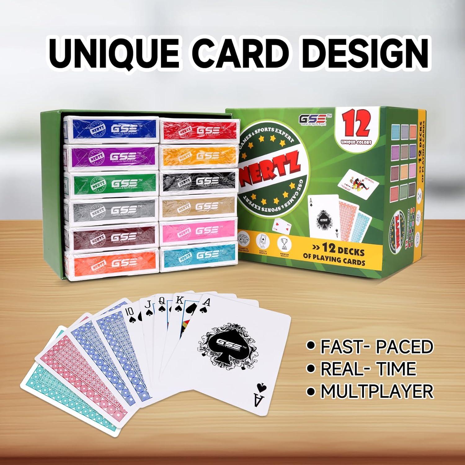 Juego de Cartas Nertz GSE - 12 Barajas Multicolores