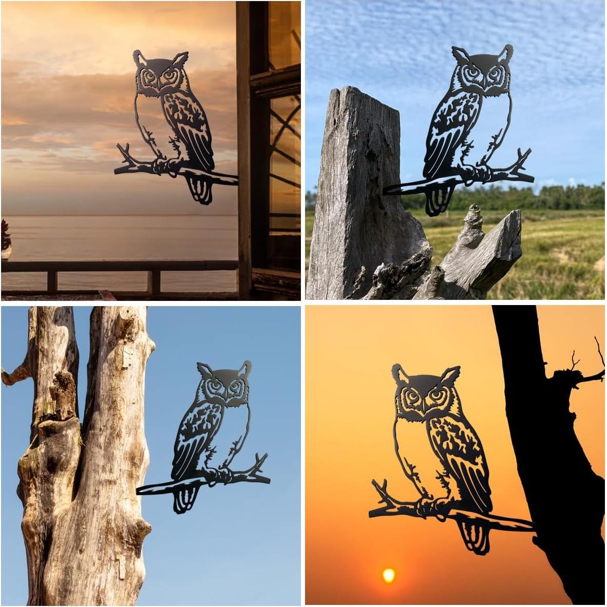 Estatua de Búho de Metal OULYDEKO 30x29cm para Jardín