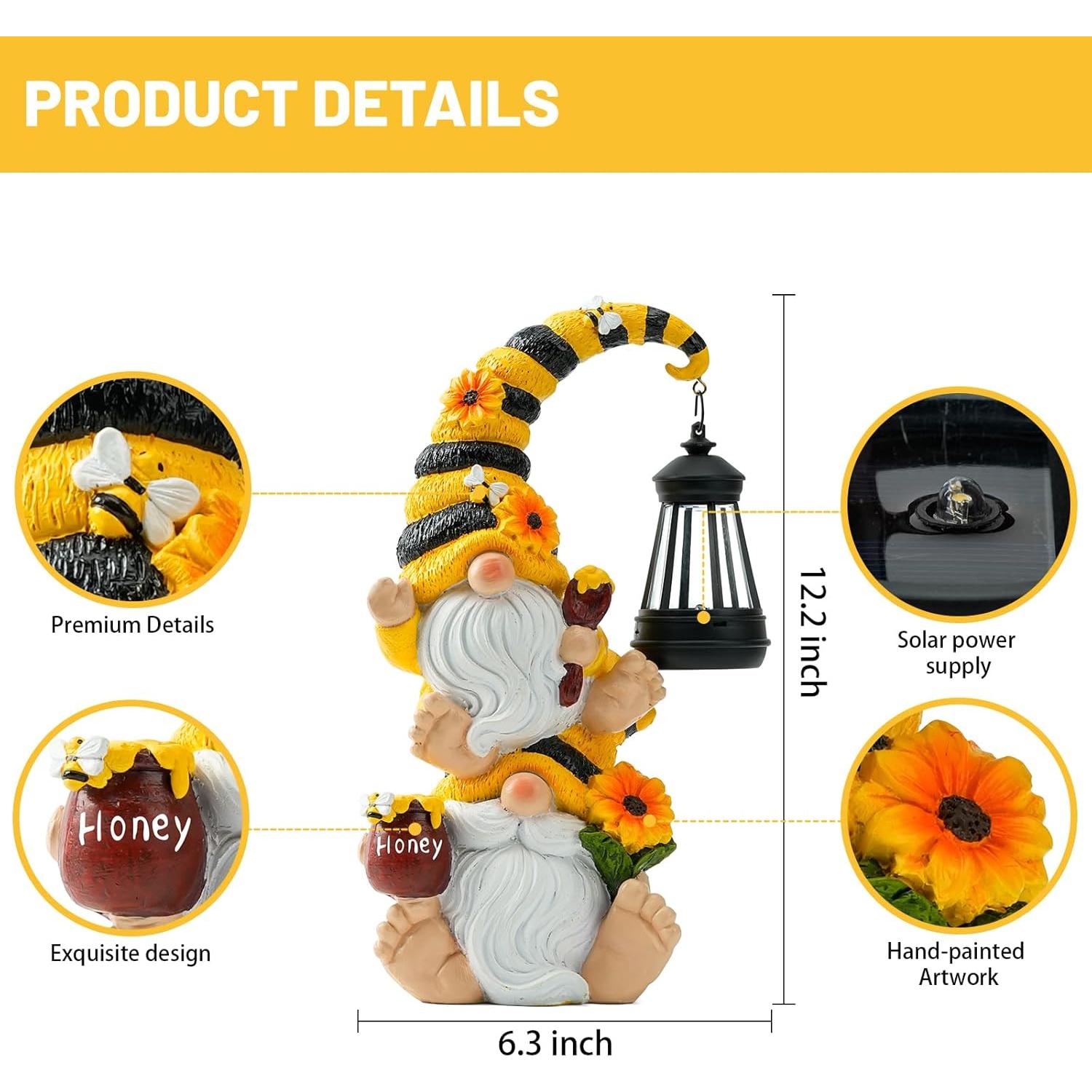 Gnomos de Jardín Solar QZZP con Linterna LED - Decoración Exterior