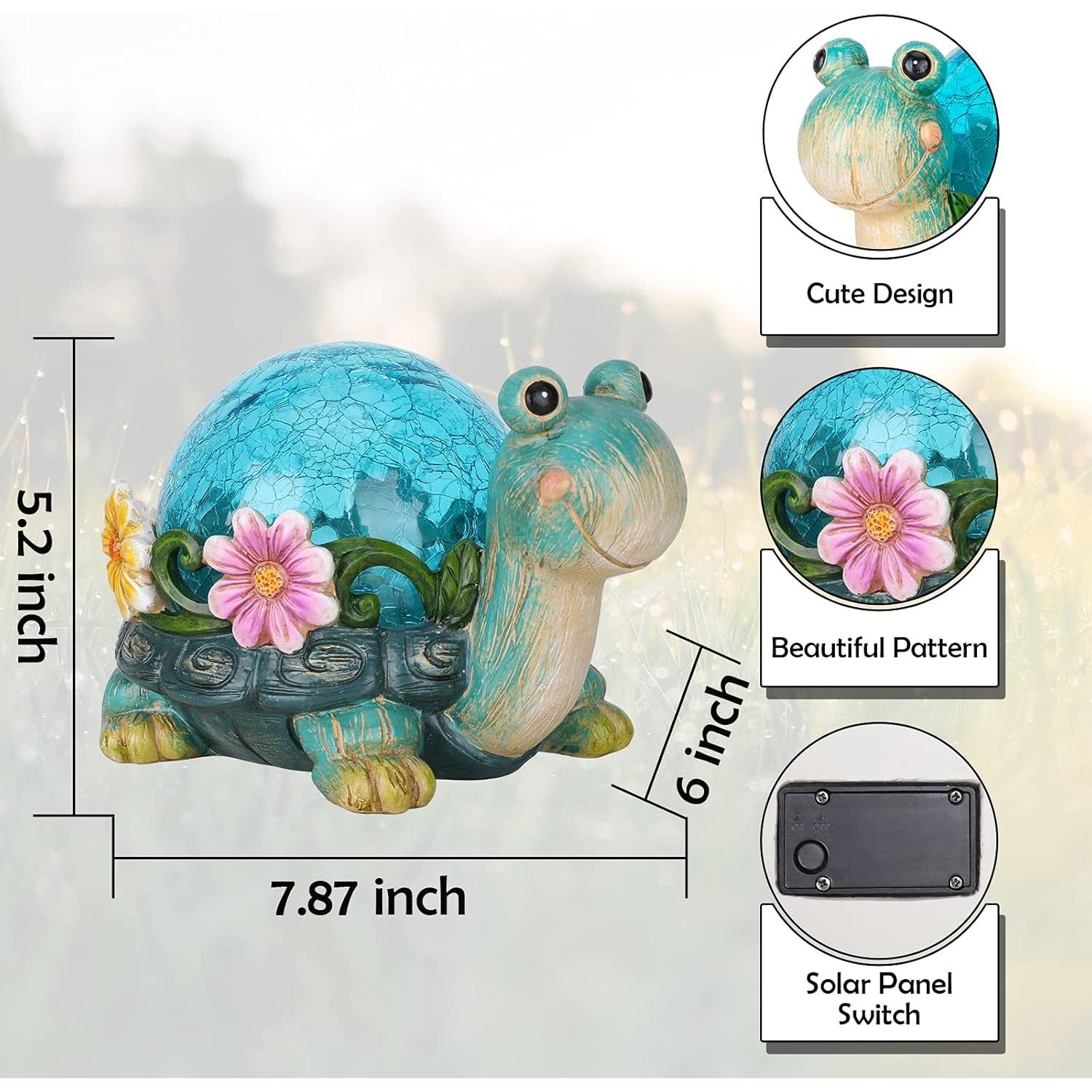 Estatua de Jardín Solar Afirst Tortuga Decorativa 15.24 cm