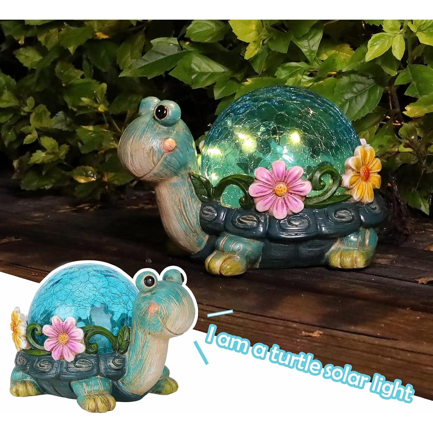 Estatua de Jardín Solar Afirst Tortuga Decorativa 15.24 cm