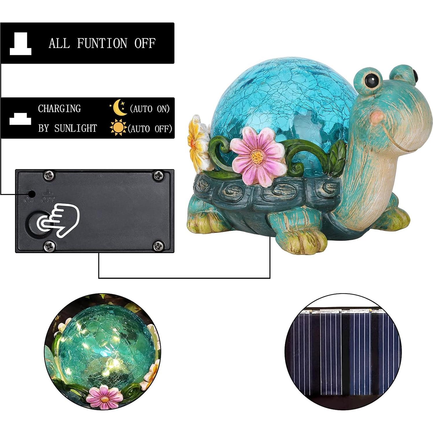 Estatua de Jardín Solar Afirst Tortuga Decorativa 15.24 cm