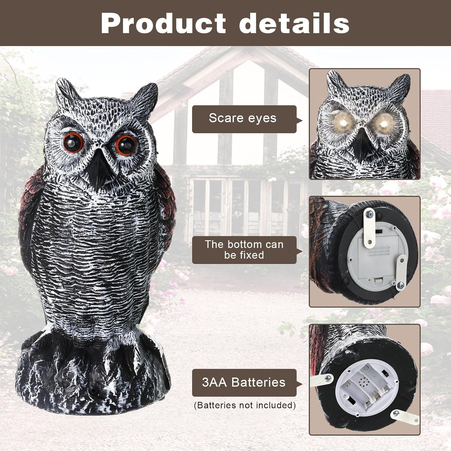 Disuasores de Aves Qualirey 2 Pcs Búho Falso con Luz