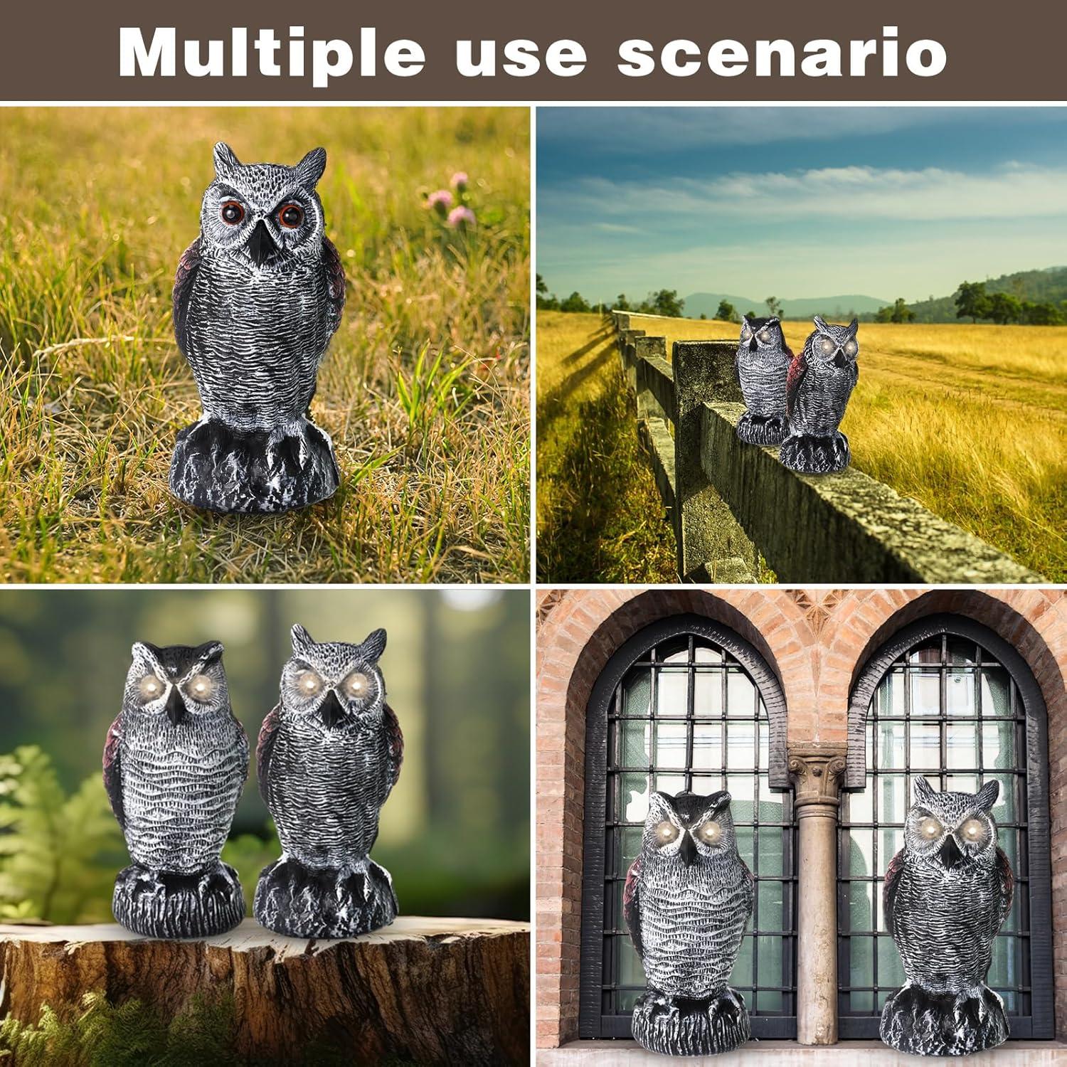 Disuasores de Aves Qualirey 2 Pcs Búho Falso con Luz