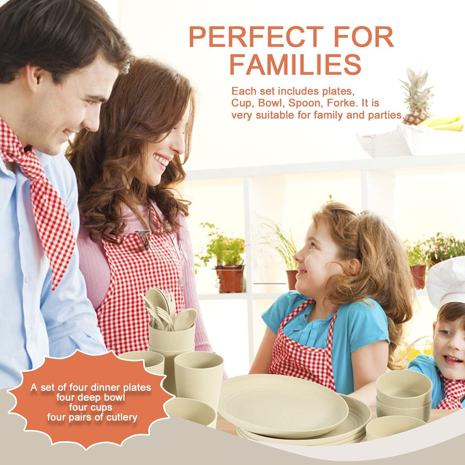 Conjunto de Vajilla de Paja de Trigo Homienly 20 Piezas Beige