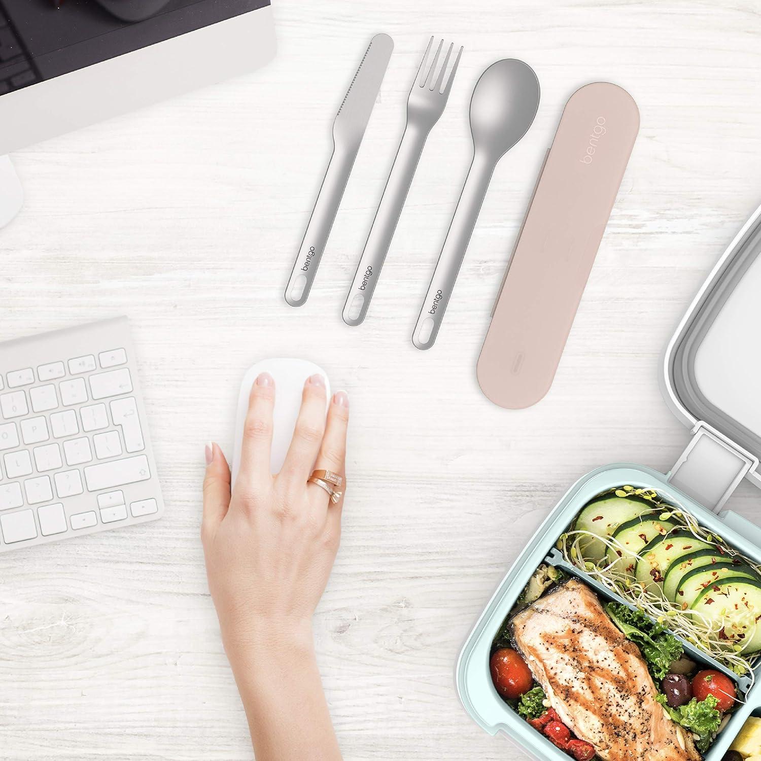 Juego de Utensilios de Viaje Bentgo - Acero Inoxidable 3 Piezas Rosa