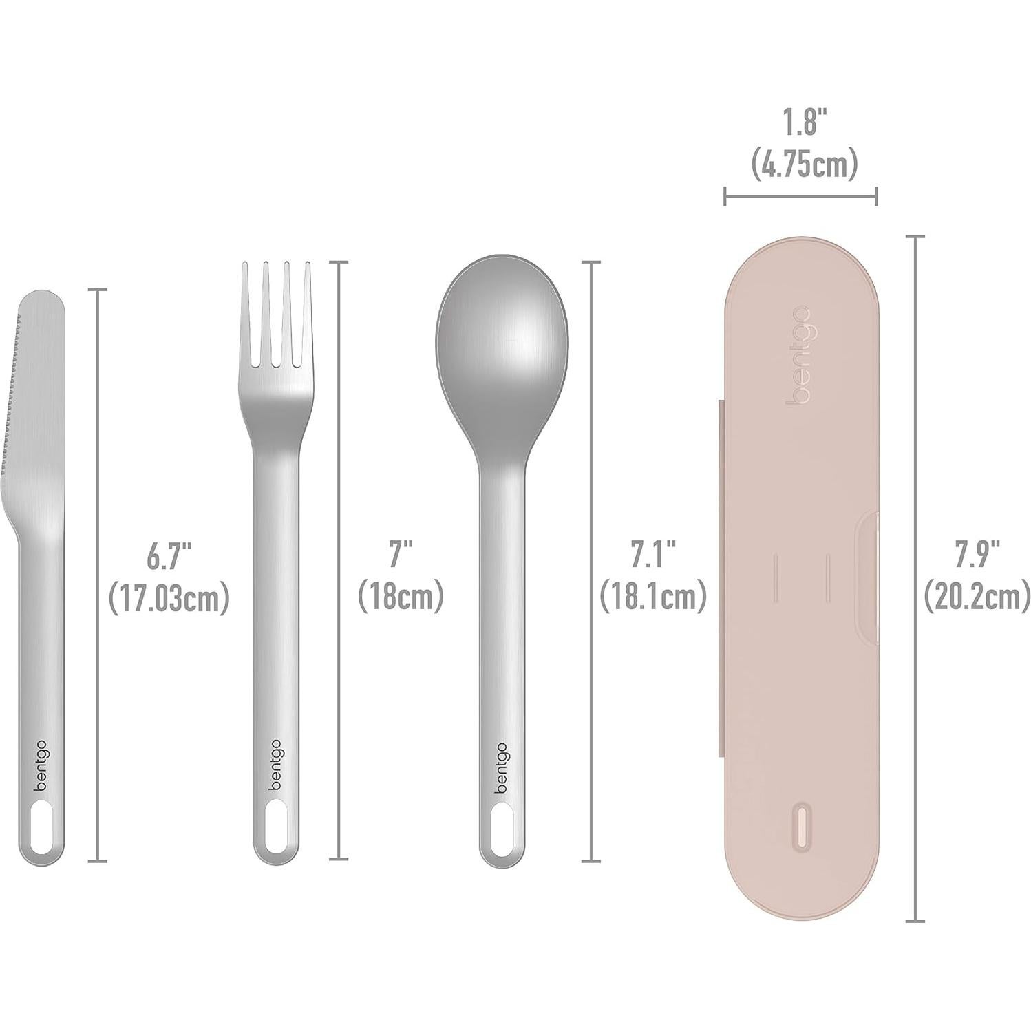 Juego de Utensilios de Viaje Bentgo - Acero Inoxidable 3 Piezas Rosa