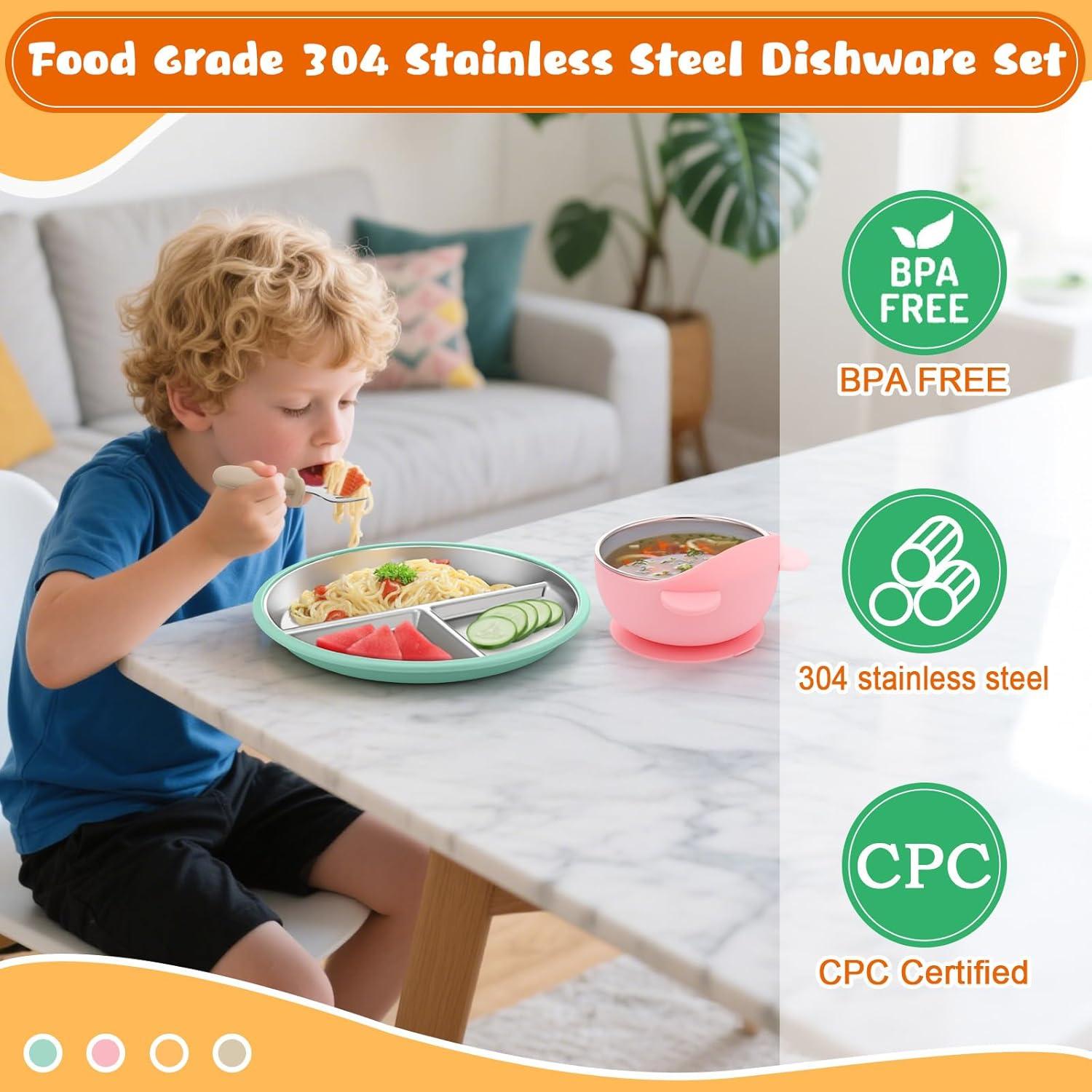 Juego de Platos y Cuencos de Acero Inoxidable Palksky 8pcs