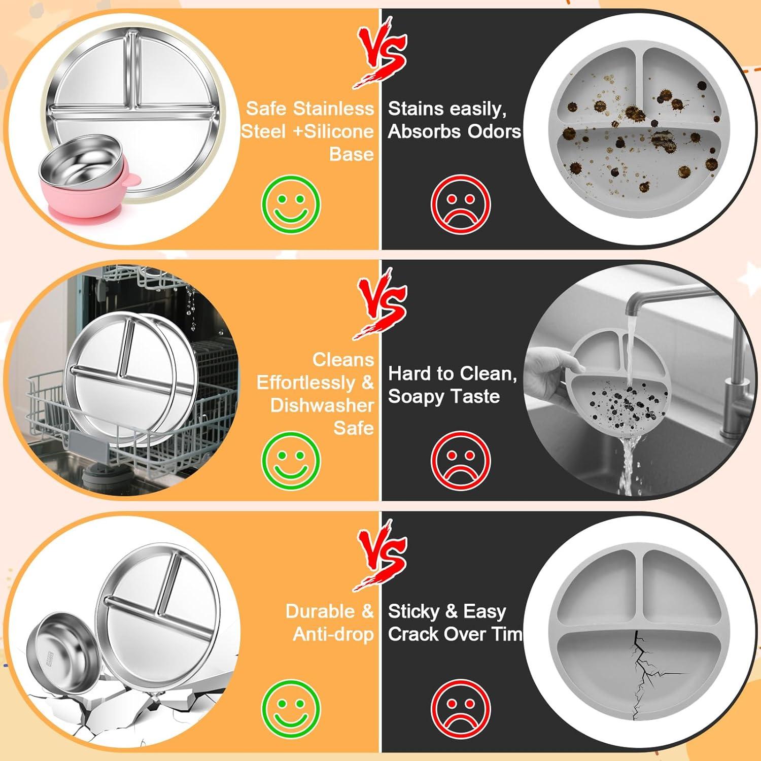 Juego de Platos y Cuencos de Acero Inoxidable Palksky 8pcs